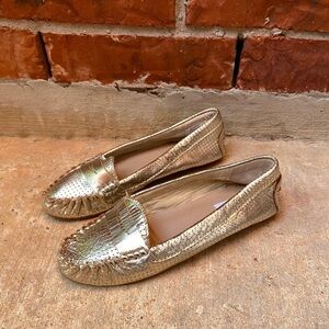 Steve Madden Womens 7.5 Murphey Gold Slip On Casual Loafers Shoes